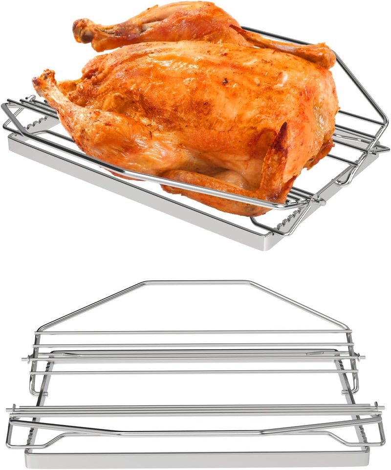 EasiBBQ Adjustable Turkey Roast Rack for Grill or Smoker, Poultry Wire Roasting Baking Broiling Rack for Turkey, Turkey Roasting Stand Accessories - Image 4